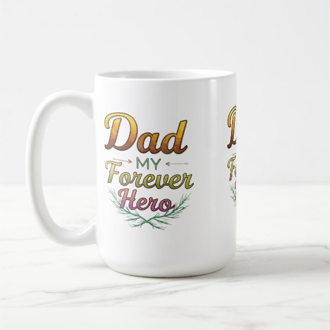 Papa, Mon Premier Héros Tasse Classique 15 oz (Gauche)