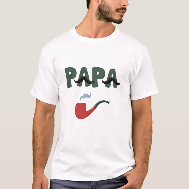Papa mustache father day white T-Shirt (Devant)