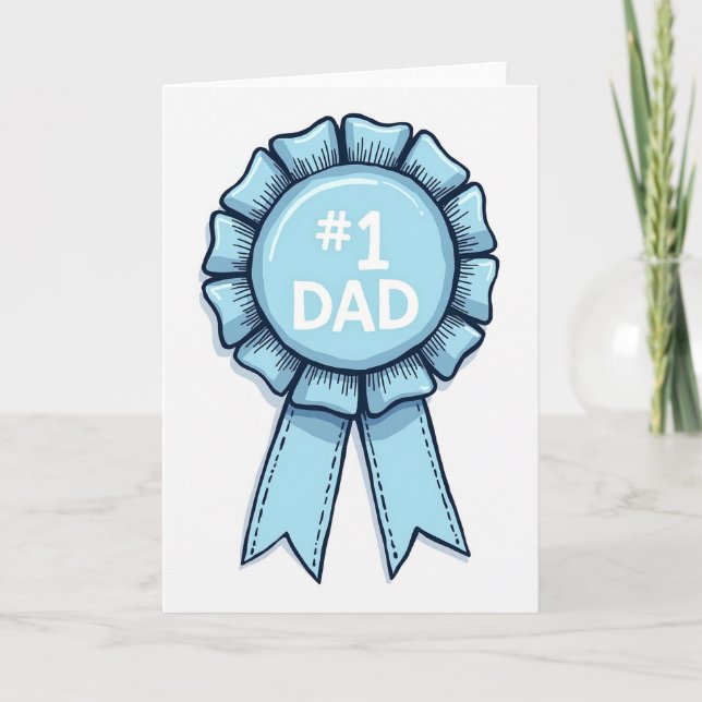 Papa numéro un carte à rosette (Devant)