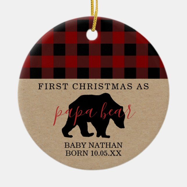 Papa Ours ornement premier papa de Noël avec photo (Devant)