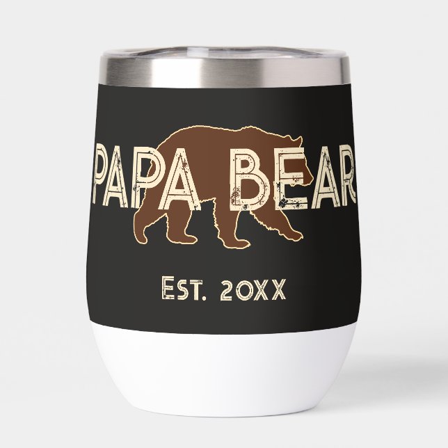 Papa ours Père Année Fondée Photo Noir (Arrière)