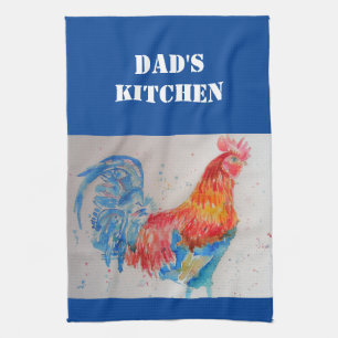Papa Père Aquarelle Rouge Rooster Serviette de cui