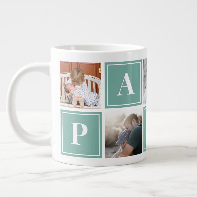 Papa Photo Collage Custom Giant Coffee Mug (Gauche)
