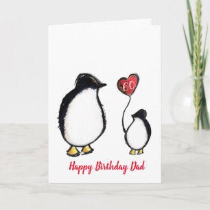 Papa pingouin 60e ou toute carte d'âge anniversair