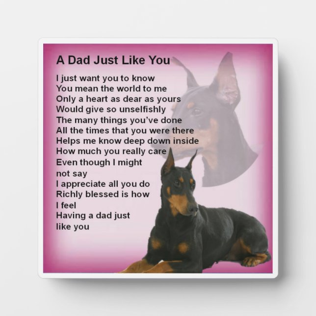 Papa Poem Plaque - Doberman Chien Design (Devant)