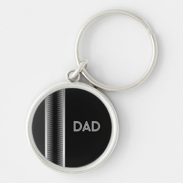 Papa, porte-clés industriel argent et noir (Devant)