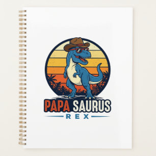 Papa Saurus Rex Cowboy Dinosaure Vintage T-Shirt_1