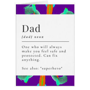 Papa Superhero Dictionnaire Abstrait Carte d'anniv