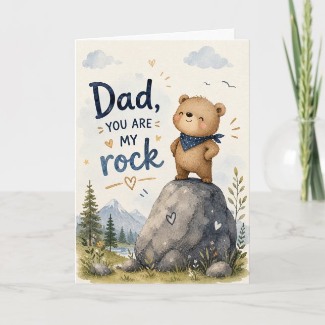 Papa, tu es mon roc Ours Carte aquarelle (Devant)