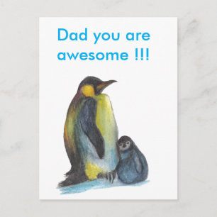 Papa, tu es super pingouins Carte postale