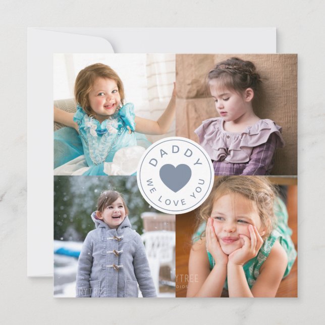 Papa We Love You Heart Photo Collage (Devant)