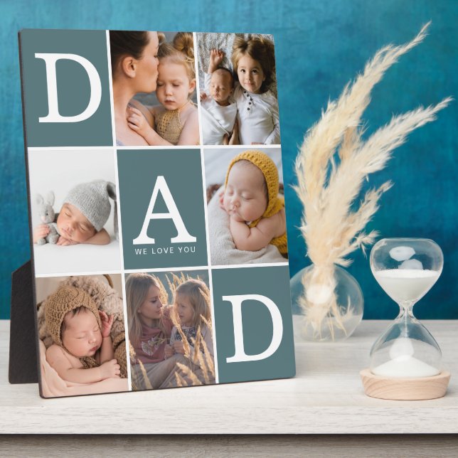 Papa We Love You Photo Collage Plaque (Côté)