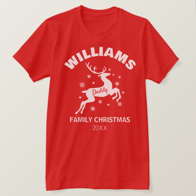 Papa Winter Reindeer Famille T-shirt Noël (Design devant)
