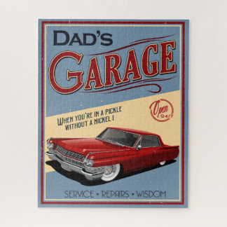 Papa's 1964 Red Caddy Car Garage Puzzle