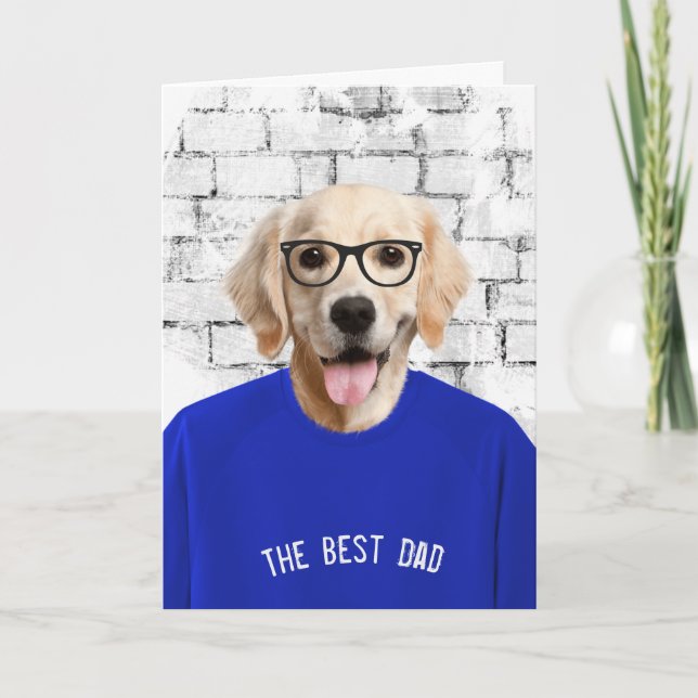 Papa's Birthday Golden Retriever en T-shirt carte (Devant)