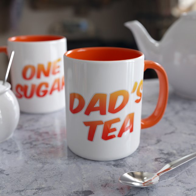 Papa's Tea One Sugar Orange Deux Tons Mug (Must be Dad's as it has his name on it. One sugar?)