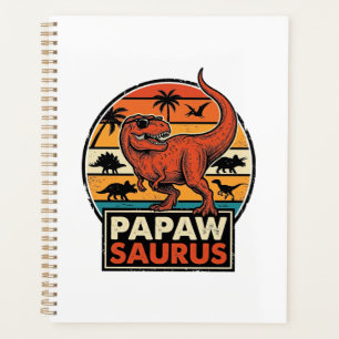 Papawsaurus Rétro Dinosaure Coucher de Soleil Vect