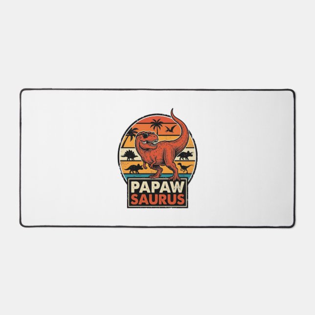 Papawsaurus Rétro Dinosaure Coucher de Soleil Vect (Recto)