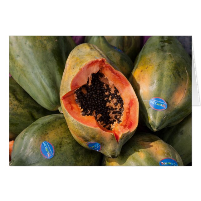 Papaya Fruit coupé Open Black Graines Carte de voe (Devant Horizontal)