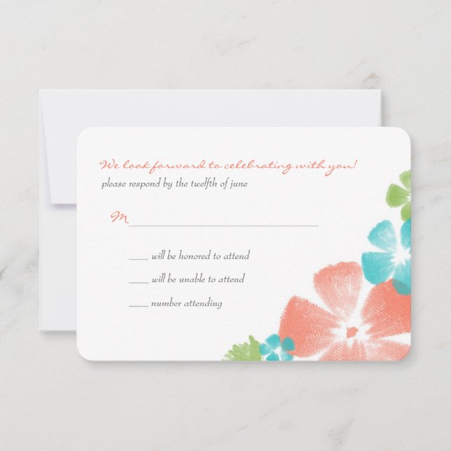Papaye Multi Fleurs Aquarelle Mariage RSVP (Devant)
