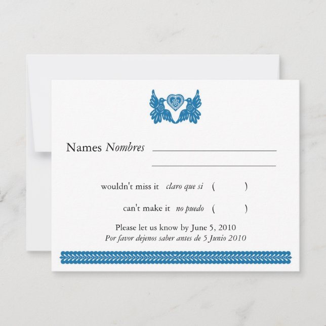 Papel bleu Picado Style Inséparables RSVP (Devant)