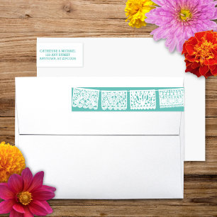 Papel Picado Aqua Étiquette d'envoi d'adresse de