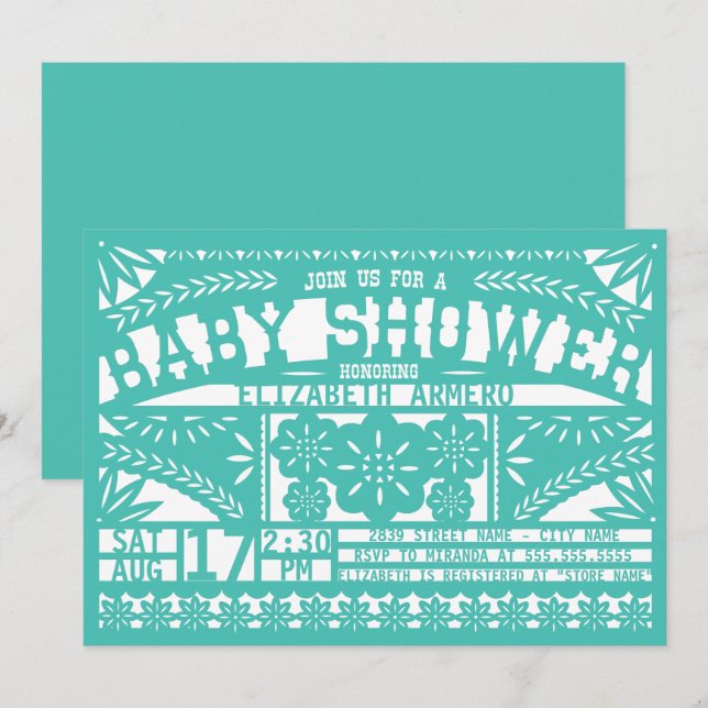 Papel Picado Baby shower Invitation (Devant / Derrière)