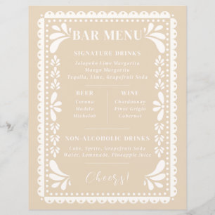Papel Picado Bar Mariage Menu Thème mexicain moder