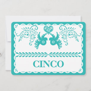 Papel Picado Cinco Cinq Numéro de Table Aqua Fiest