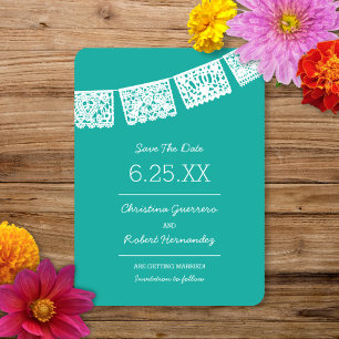 Papel Picado Clair Aqua   Mariage Save The Date