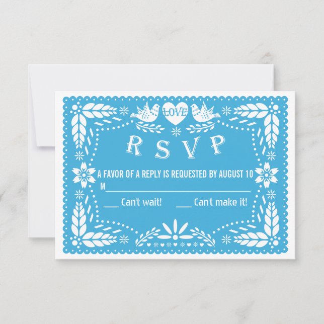Papel picado inséparables mariage bleu réponse RSV (Devant)