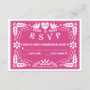 Papel picado inséparables mariage rose chaud RSVP
