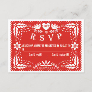 Papel picado inséparables mariage rouge réponse RS