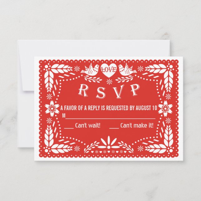 Papel picado inséparables mariage rouge réponse RS (Devant)
