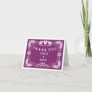 Papel picado inséparables violet mariage Merci