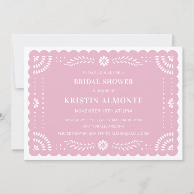 Papel Picado Invitation à la douche nuptiale mexic (Devant)