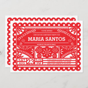 Papel Picado Invitation de fête d'anniversaire - R