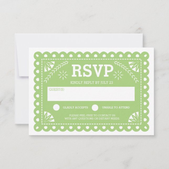 Papel Picado Mariage RSVP Green (Devant)