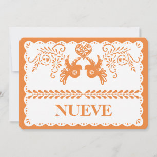 Papel Picado Nueve Numéro de Table Neuf Orange Fie