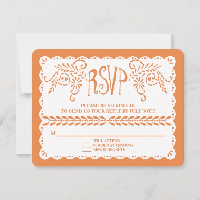 Papel Picado Orange RSVP Fiesta Mariage bannière (Devant)