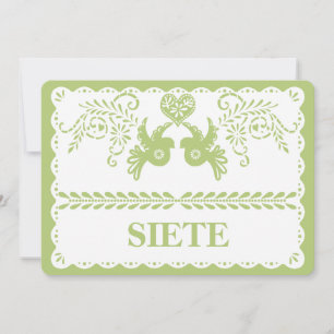 Papel Picado Siete Sept Numéro de table Gold Fiest