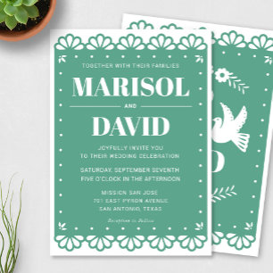 Papel Picado Style Faire-part de mariage avec colo