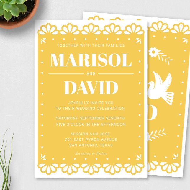 Papel Picado Style Faire-part de mariage avec colo (Créateur téléchargé)