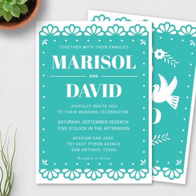 Papel Picado Style Faire-part de mariage avec colo (Créateur téléchargé)