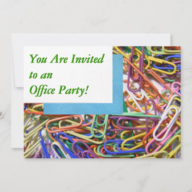 Paperclips colorés Office Party Invitation (Devant)