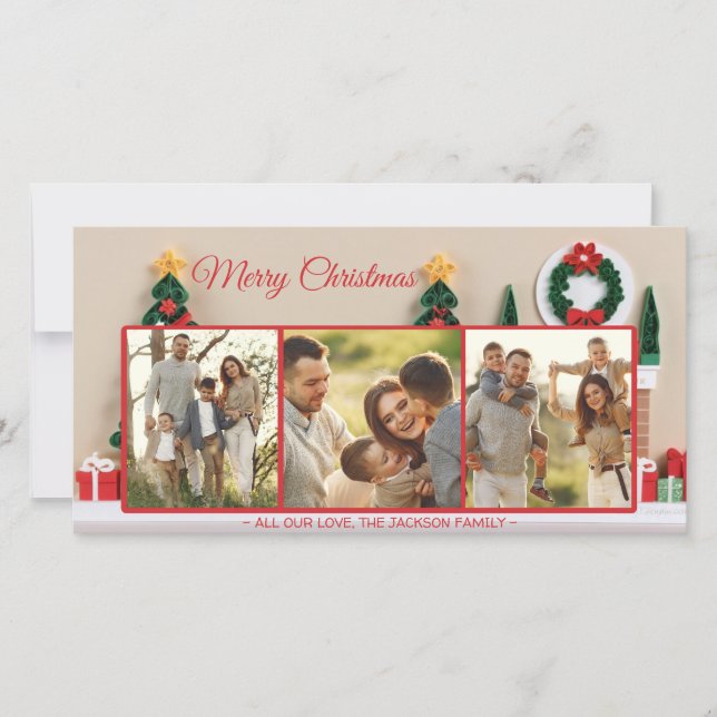 Papercraft Papier Quitter Carte de Noël Photo (Devant)