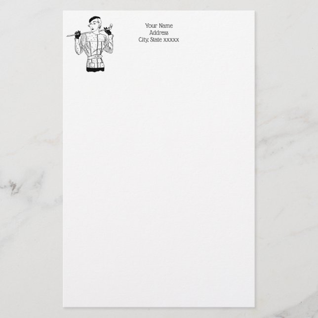 Papeterie 1930 s Fashionable Lady Golfer avec le club de gol (Devant)