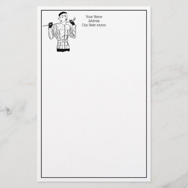 Papeterie 1930 s Fashionable Lady Golfer avec le club de gol (Devant)