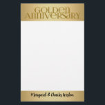 Papeterie 50th Golden Wedding Annivsersary Name<br><div class="desc">Our 50th Golden Anniversary Stationery makes a great gift for the couple to use as thank you notes for gifts or to use for the year when they write to friends and family.  Great for the business celebrating their golden anniversary as well.</div>