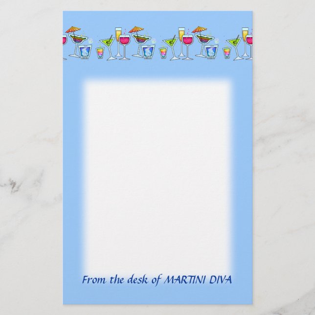 PAPETERIE 6 EN VERRE DE COCKTAIL (Devant)